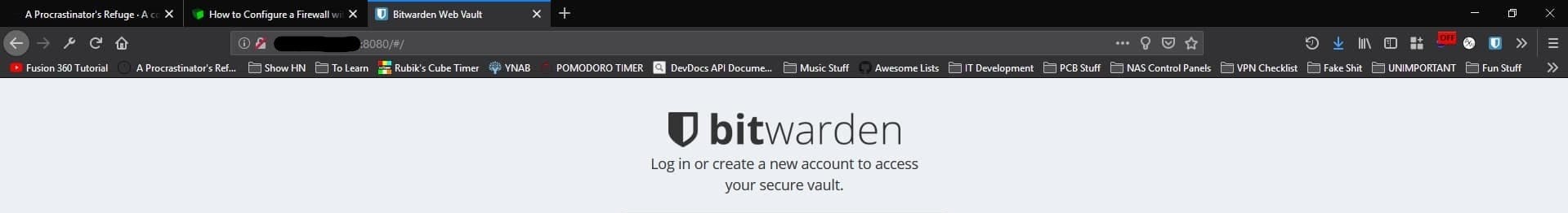 Picture of Bitwarden loading even with the firewall on.