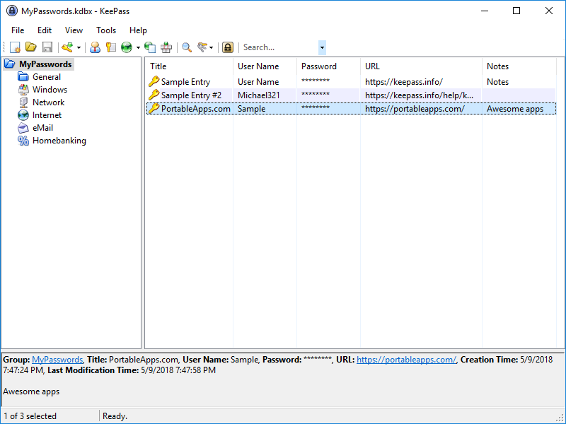 A screencap of the KeePass interface. Not mine, but I won't show that one!